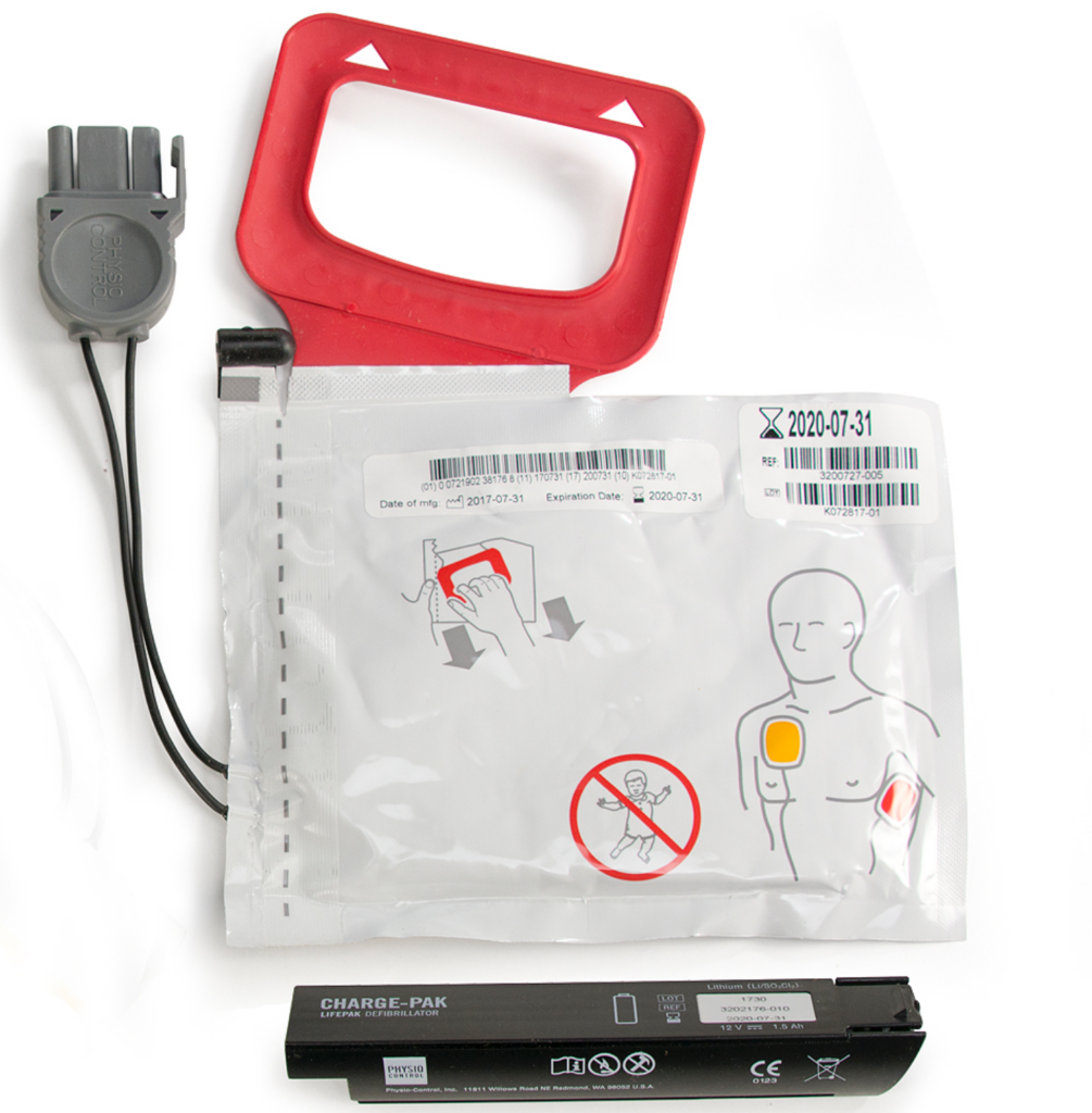 Elektrodenpackung Erwachsene und Akku für Defibrillator Lifepack CR+